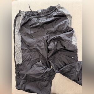 Nike XL Black Gray Windbreaker Track Pants Mesh Lined Athletic Joggers